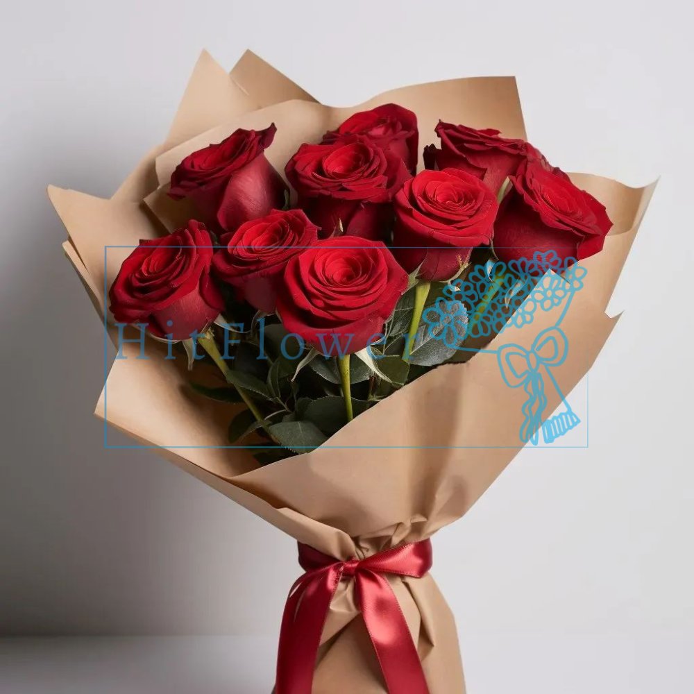 Букет роз 9 красных роз